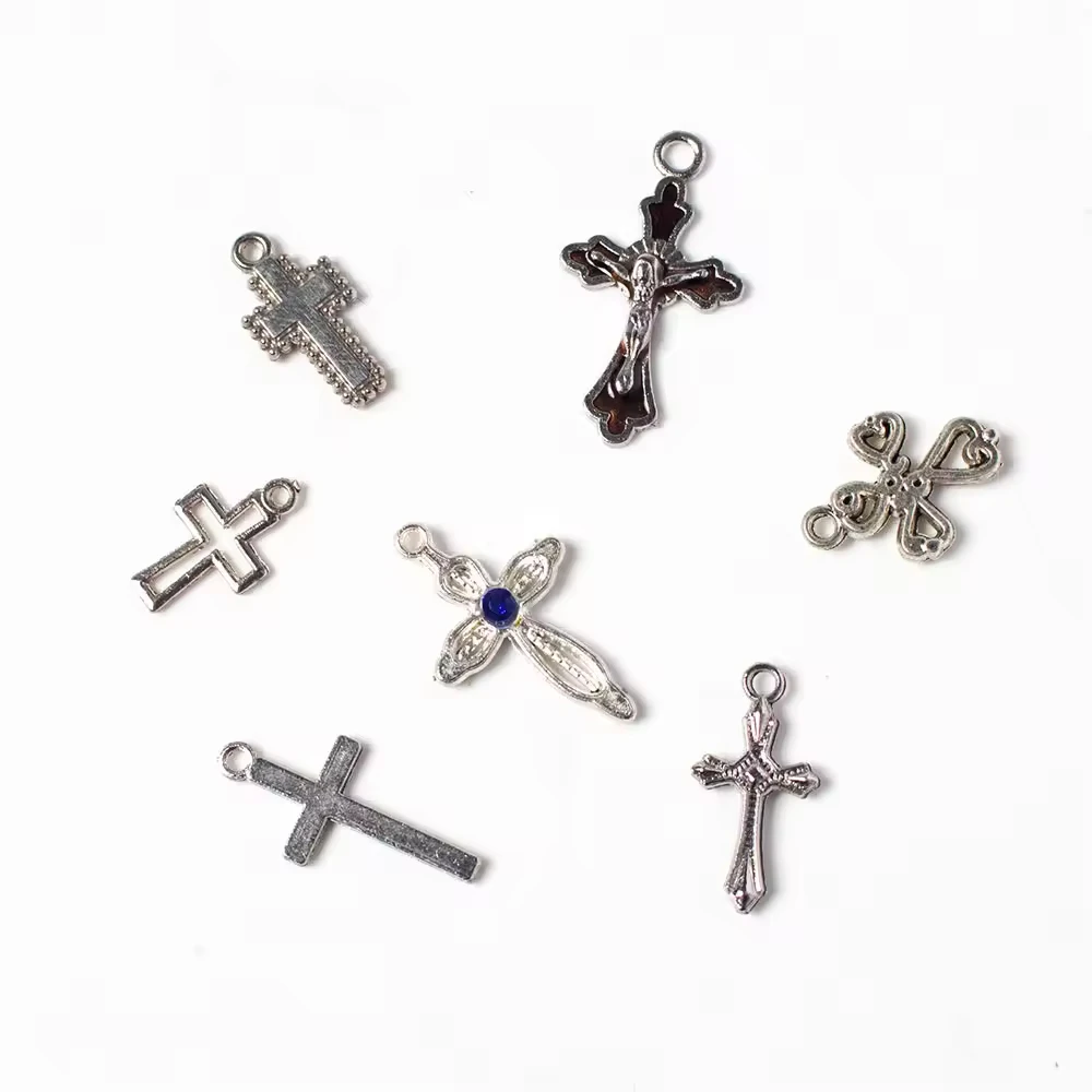 Custom Key Cross Mix Shape Pendant Zinc Alloy Plated Jewelry Pendant In Stock Metal Connector Charm Pendant for DIY Necklace