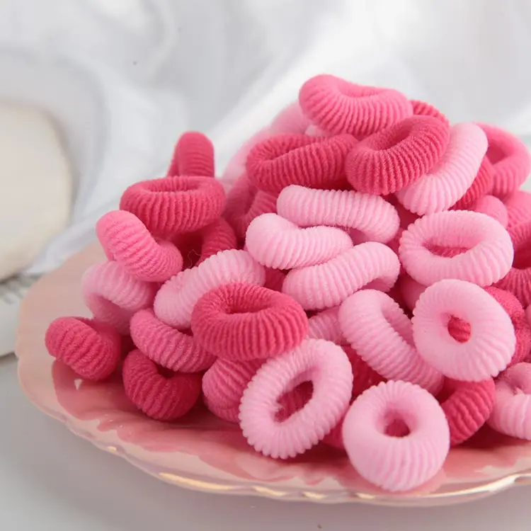 Small Colorful Hair Elastics Ponytail Holders Seamless Cotton Little Girls Kids Toddler Soft 100 Psc Baby Hair Ties With Bottle
