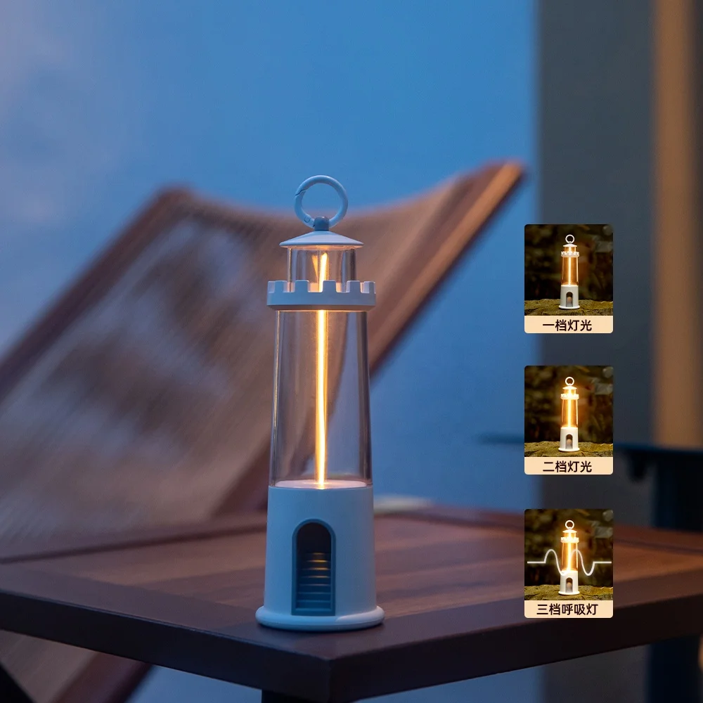 Rechargeable Camping Beacon Light Portable Indoor Outdoor Ambience Lamp with Breathing Light Magnetic Base and Hanging Hook