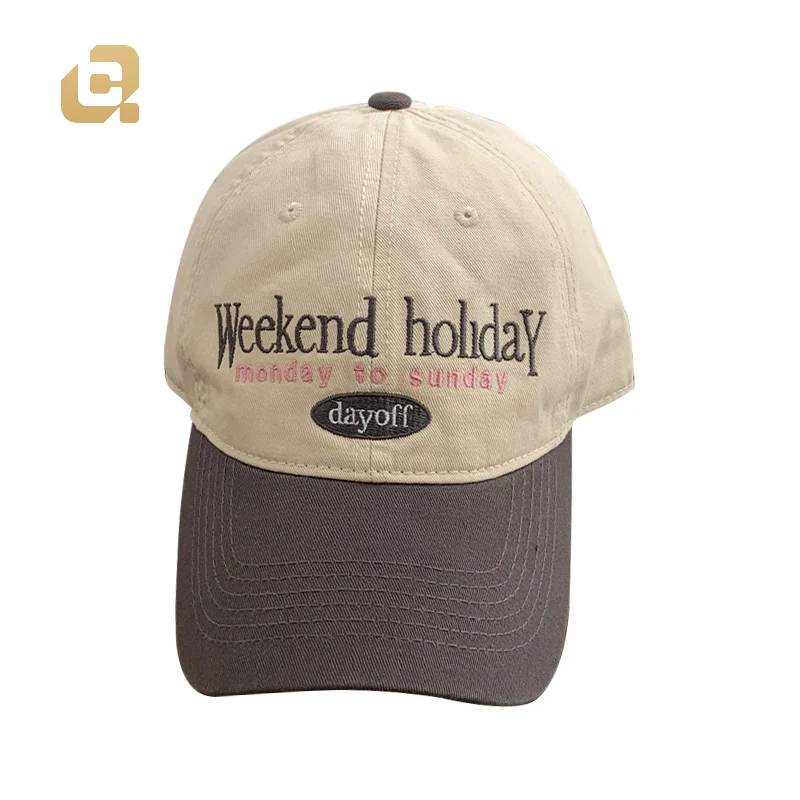 fashion weekend holiday letter embroidery classic girls baseball caps 6 panel structured baseball cap female