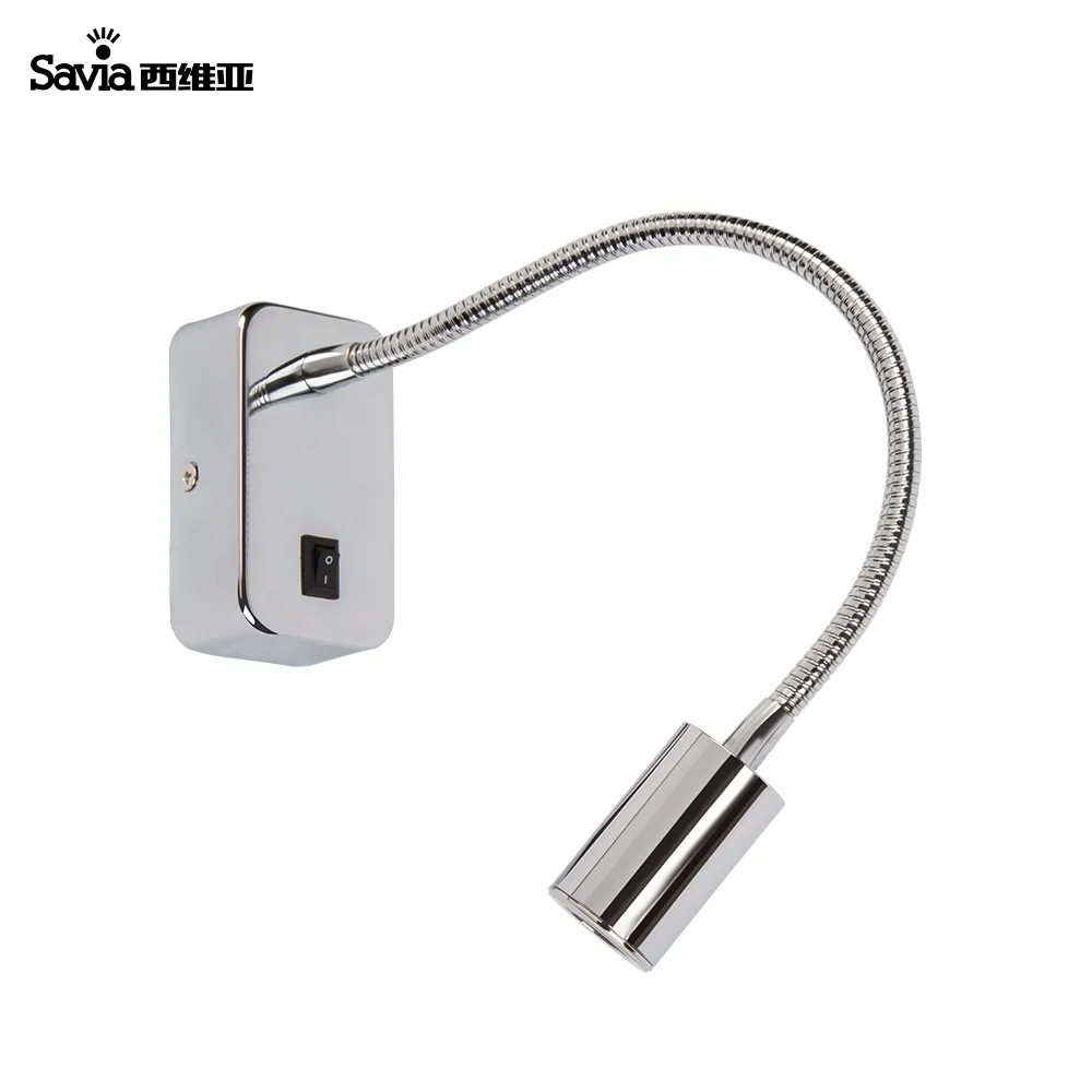 Savia Flexible Rotatable 360 Adjustable Gooseneck Reading Light LED 3W Modern Aluminum Surface Wall Mounted Bedside Lamp Hotel