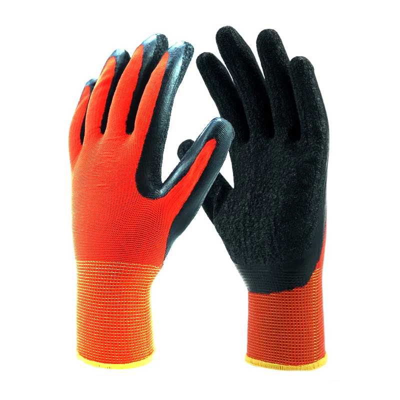 Natural latex coated polyester knitted work gloves cheap price