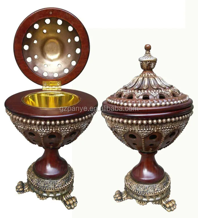 
2020 Arabic style Luxury New design high quality engraved matted finishing lacquered white arabian wooden incense burner 