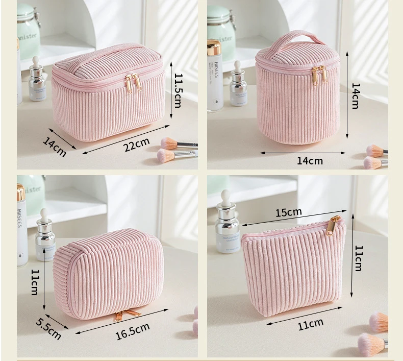 4Pcs Large Capacity Makeup Bag Portable Travel Toiletry Cosmetic Bag Cotton Organizer Storage Makeup Bag Set For Women