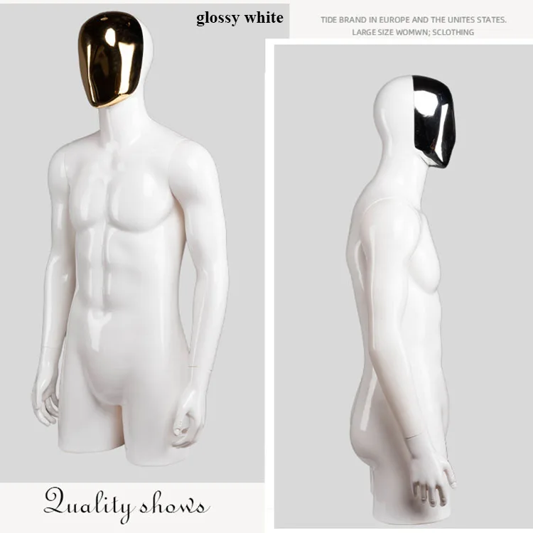 XINJI Golden Face Mannequin Male Torso Upper Body Fashion Mannequins Dummy Models