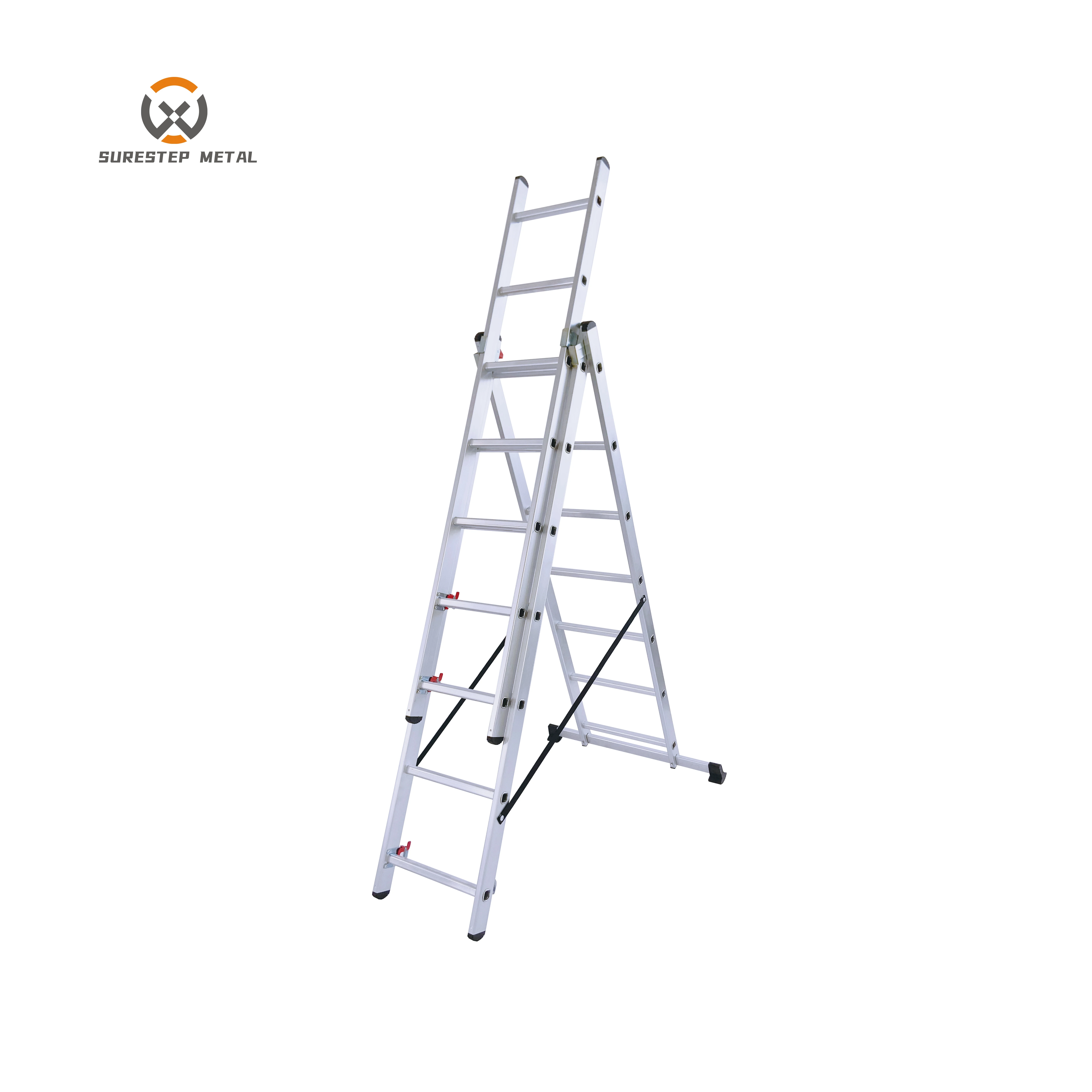 Lightweight Aluminum 3 Section Extension Ladder 3*7 3*10 3*11