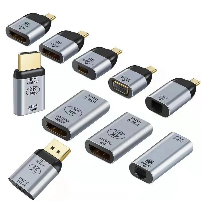 Unique Super Quality USB-C to DP HDTV Mini DP VGA RJ45 Adapter and Its Cable All Kinds Of Adapters