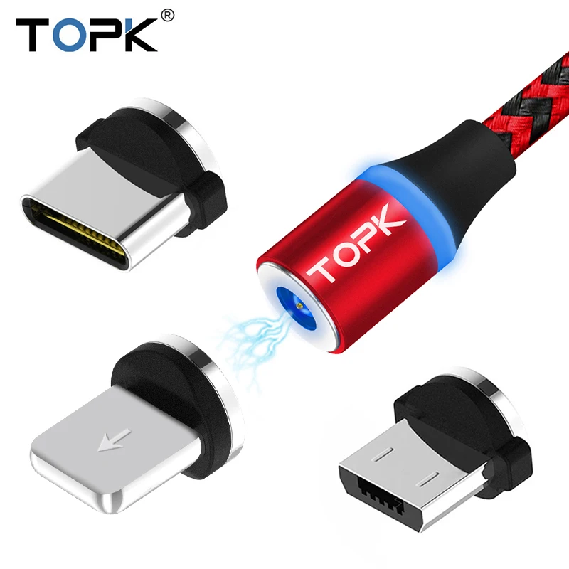 
TOPK All In One Usb Cable 360 Degree Magnetic Charging Cable Usb Android Charger 