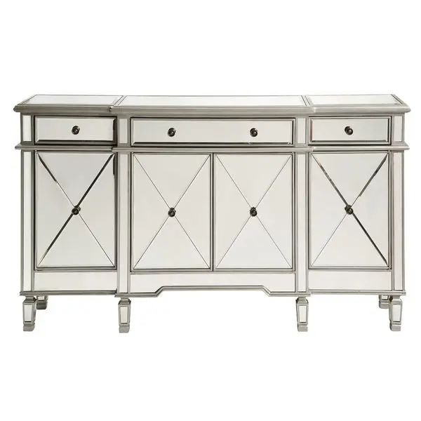 contemporary 3-door mirrored buffet cabinet