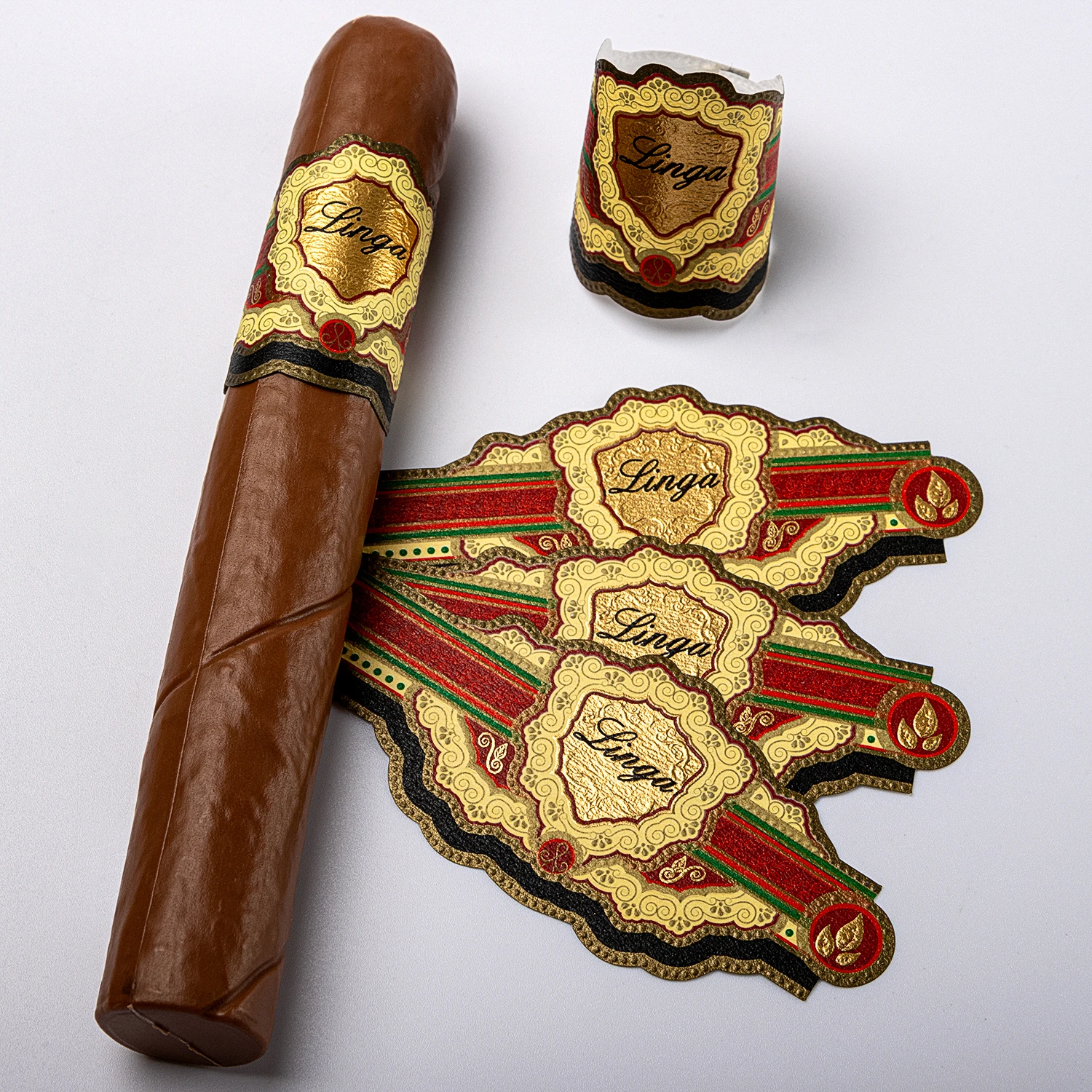 Label Band for Cigars with Hot Stamped Gold Foil. Embossed Gold Stamping Sticker for Cigar and Cigarette Labels