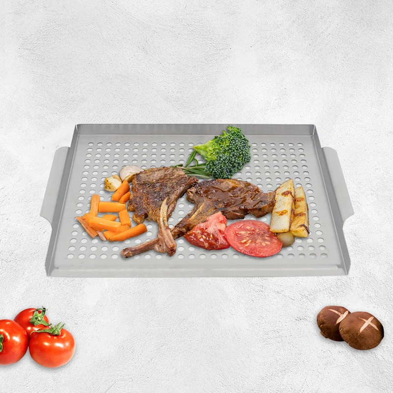 2024 New trend Stainless steel Barbecue Grill pan Kitchen Gadget BBQ grill tray  Barbecue Topper For Out Door BBQ