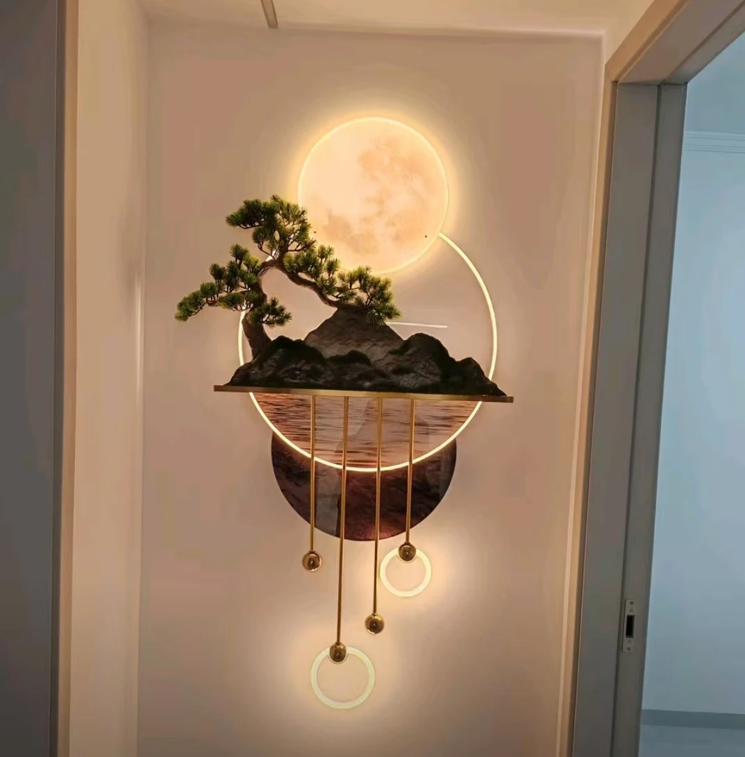 Factory direct sales decorative landscape art UV printing home decoration acrylic iron clock painting wall art LED lights