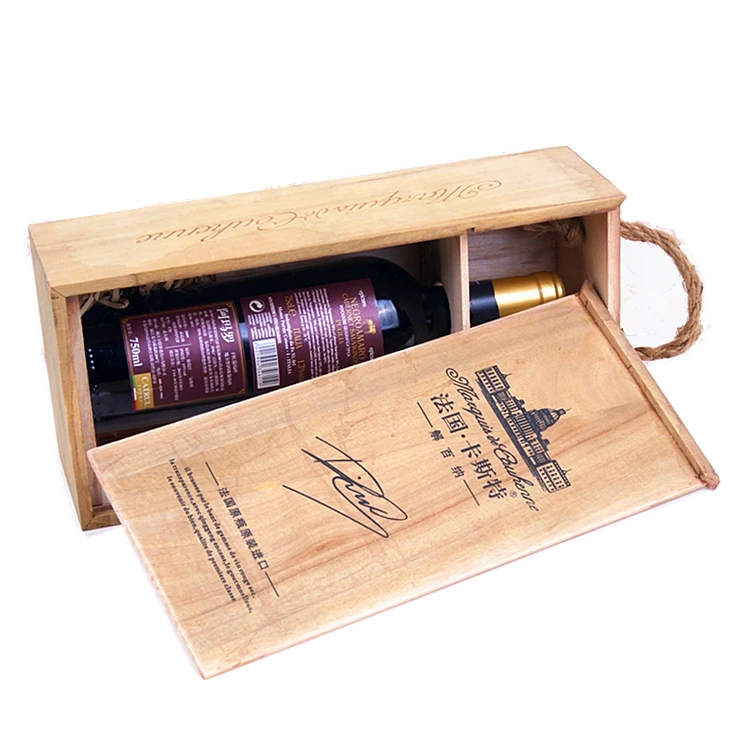 
Hot popular custom logo cheap paulownia wooden wine box for single 1 wine bottle packaging display storage case wine box plant 