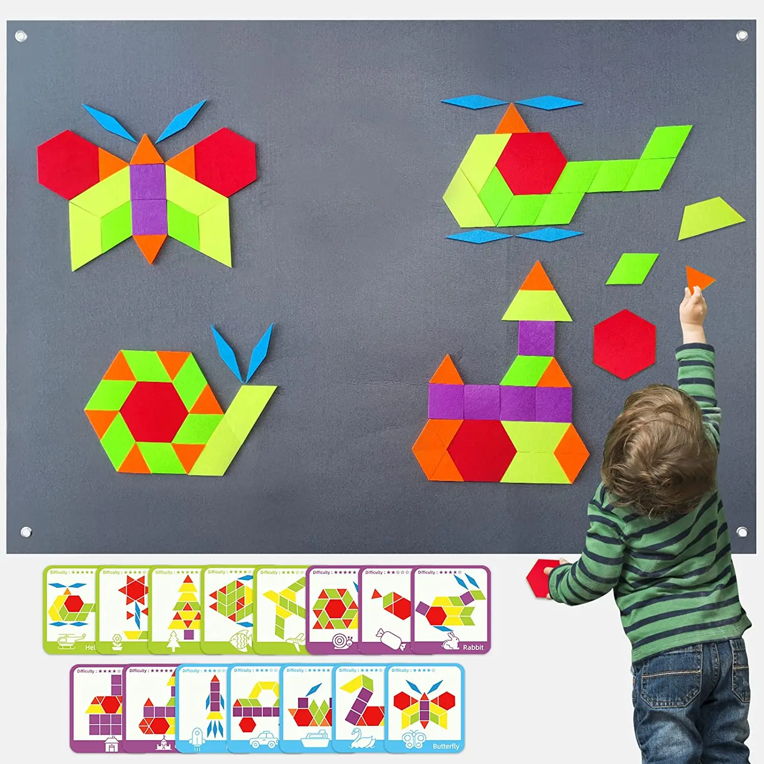 Shape Felt Board for Toddlers Teaching Story Board Set , Large 3.5 Ft Felt Toys Flannel Parent-Child Interactive Game Felt Board