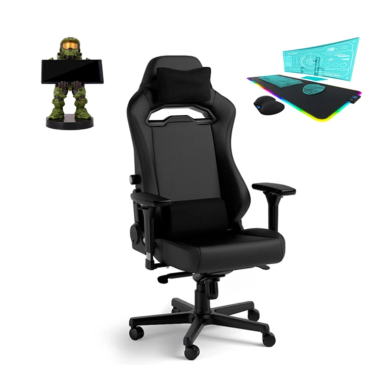 Comfort Large Height Adjustable Swivel Alu Alloy Armrest Base Black Gaming Chair with Gaming Mouse Pad Gaming Accessories Holder