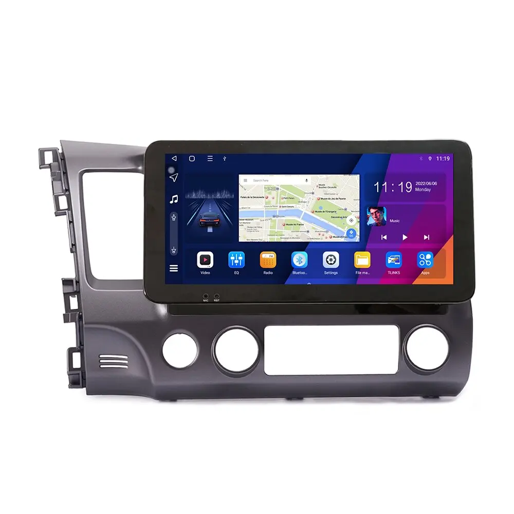 Android Car Radio For Honda Civic 2004 2005-2011 10.33 inch QLED Screen Headunit Double 2 Din Car Stereo GPS Navigation Carplay