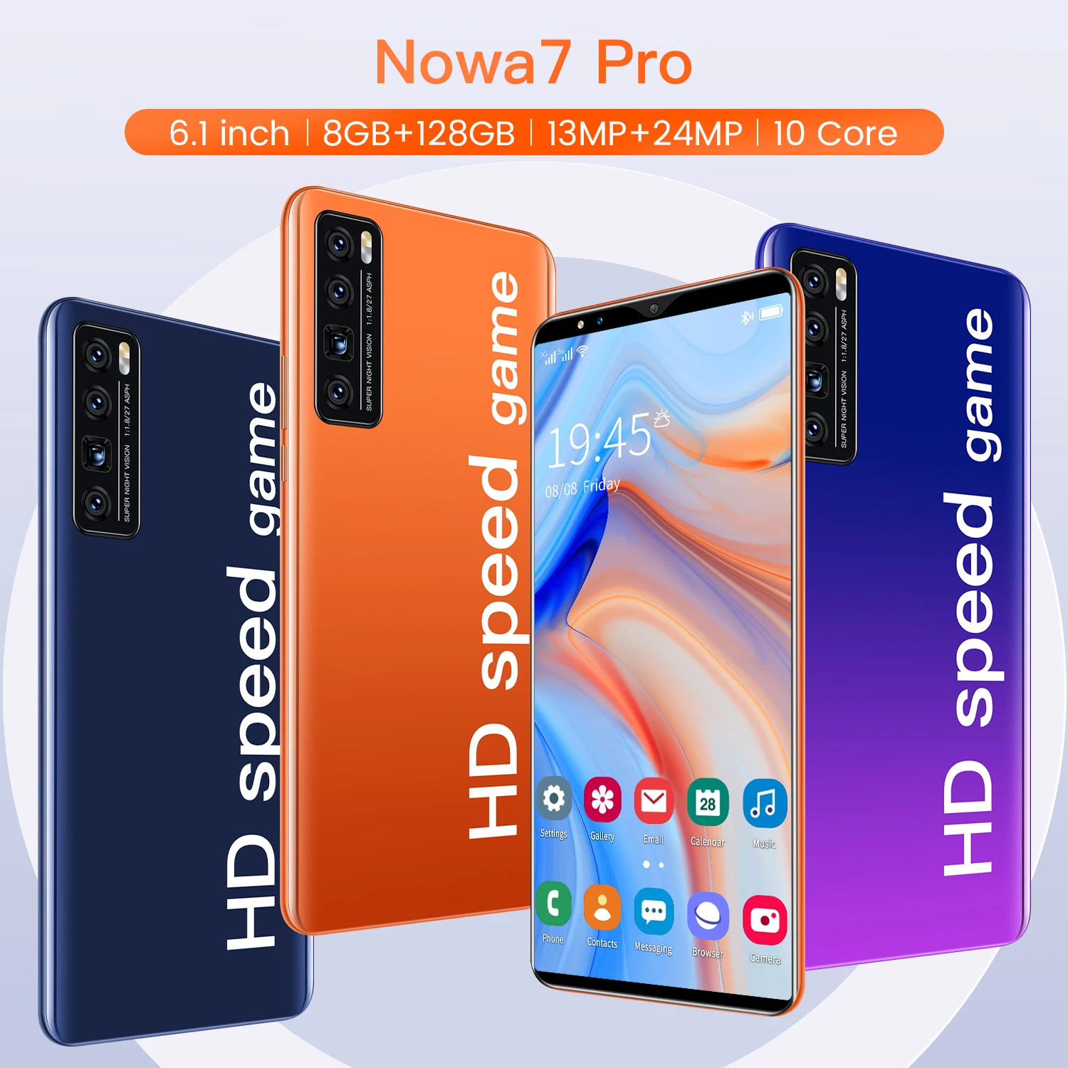 2021New Model Nowa 7 Pro Cellphone 6.1inch OLED Screen Android phone3G 4G 5G Cell mobile Phone 12GB+512GB
