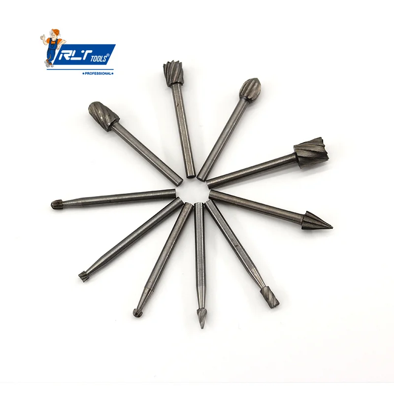 RLT Tools High Speed Tungsten Steel Carbide Rotary File Tungsten Steel Grinding Head Milling Cutter Tungsten