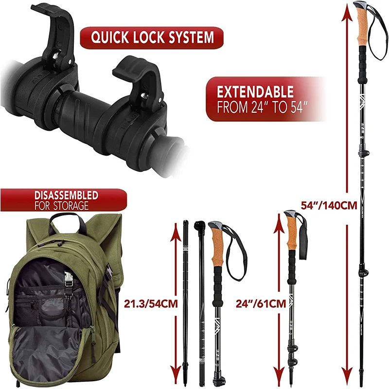 100% carbon nordic walking cane ski sticks man women bastones trekking poles hiking Ultralight 3 Sections for outdoor