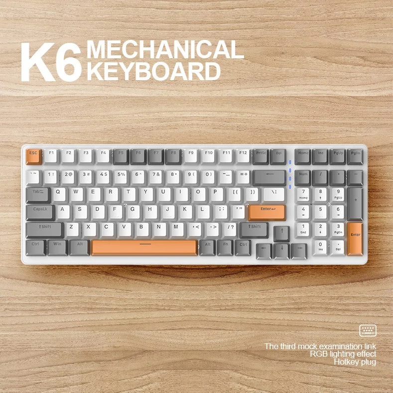 K6 Mechanical Keyboard 100 Keys Keycaps RGB 5.0 BT 2.4 G Wired 3 Modes Gaming Wireless Mechanical Keyboards For Tablet PC