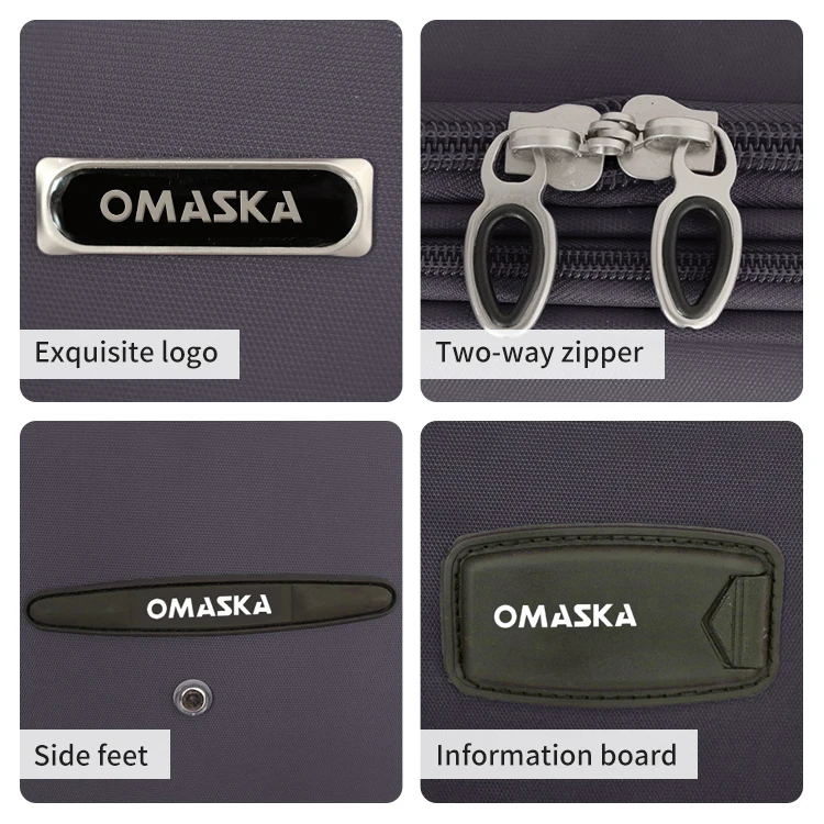 Custom High quality 4 wheels 14 16 20 24 28 32 inch waterproof black nylon travel bags luggage set