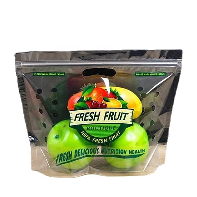 Anti Fog Zipper Keep Fresh Plastic Packing Bag For Fruits Apple Grape Banana Fresh Fruit Package Bag Vegetable Packaging