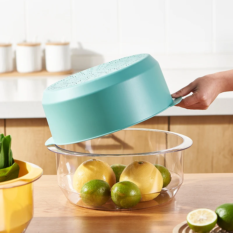 Vegetable drain basket water saving balanced strainer colander kitchen