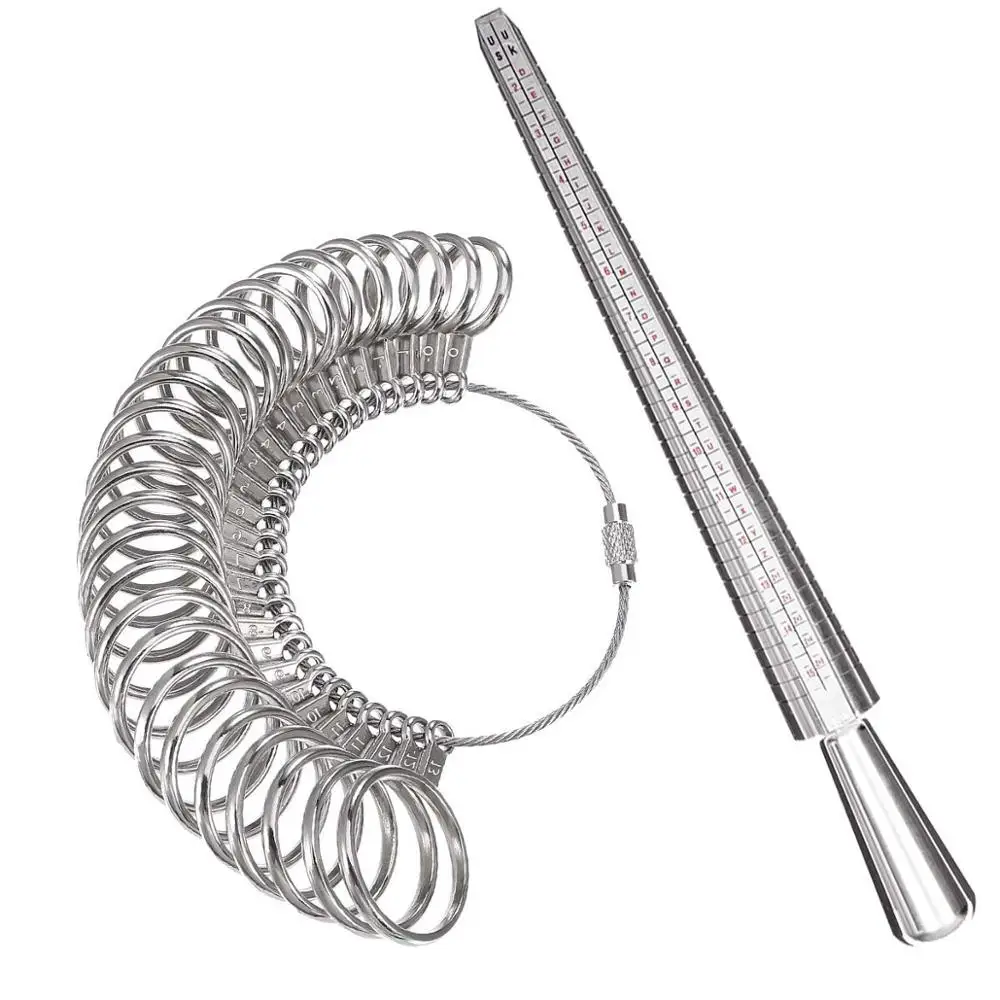 
2019 hot sale metal ring sizer Wholesale Ring Set Tool Kit Jewelry Making Measuring Tools Ring Sizer 