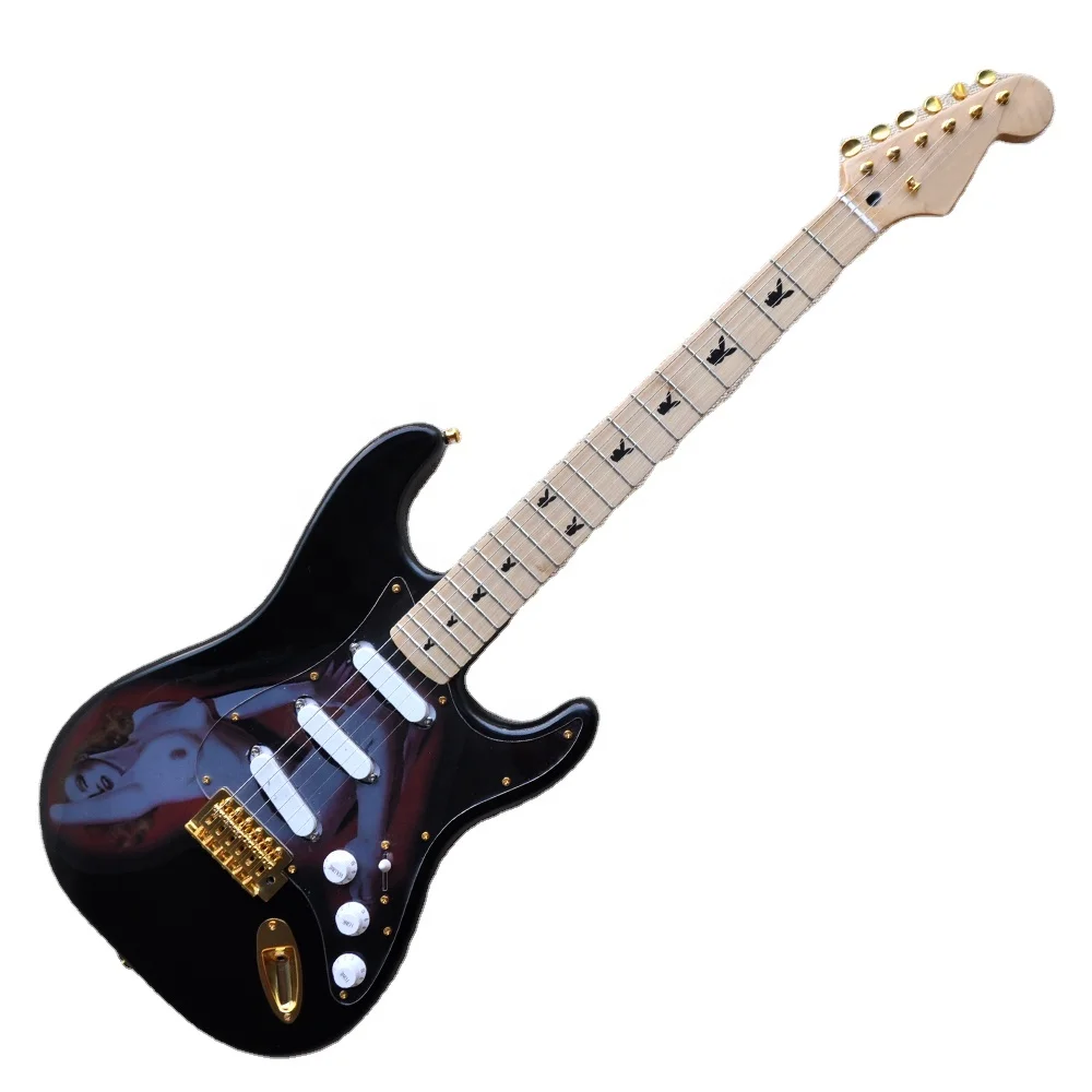 Flyoung Hot Sale Black Electric Guitar Special Pattern Guitar Made In China Guitar