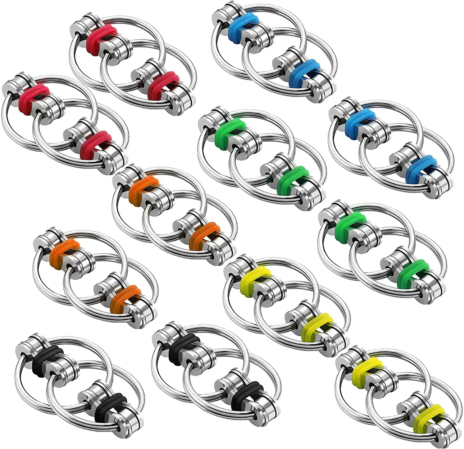 Bike Chain Toys Pressure-Relieving Chain Great for ADHD and ADD, Anxiety Relief Bike Key Chain Ring Fidget Toy