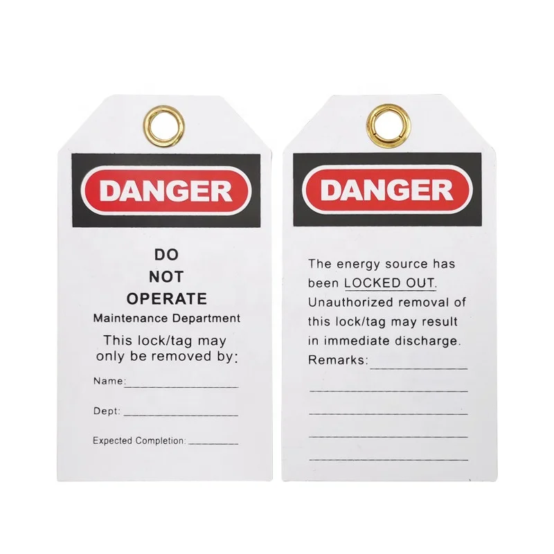 Customized industrial equipment warning signs made of PVC, safety locking padlock tags labels