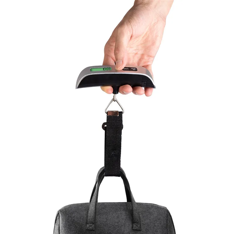 Цифровые подвесные весы для багажа, портативные ручные весы для багажа для путешествий, весы для чемоданов с резиновой краской, датчик температуры