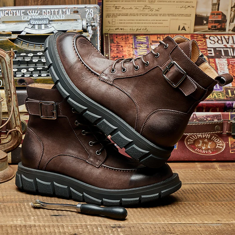 High Quality Comfortable Handmade Casual Wear-Resistant Genuine Suede Leather Boots for Men Party Daily Life