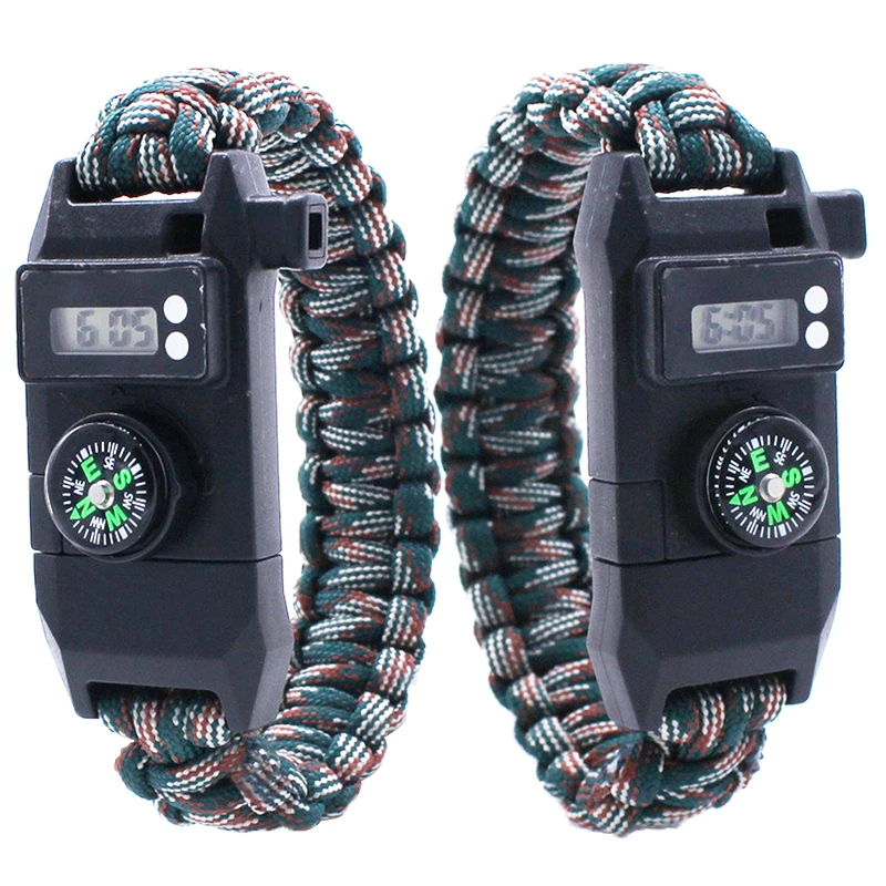 Оптовая продажа, Тактический комплект, часы, браслет из Паракорда, спортивный с аварийным ножом