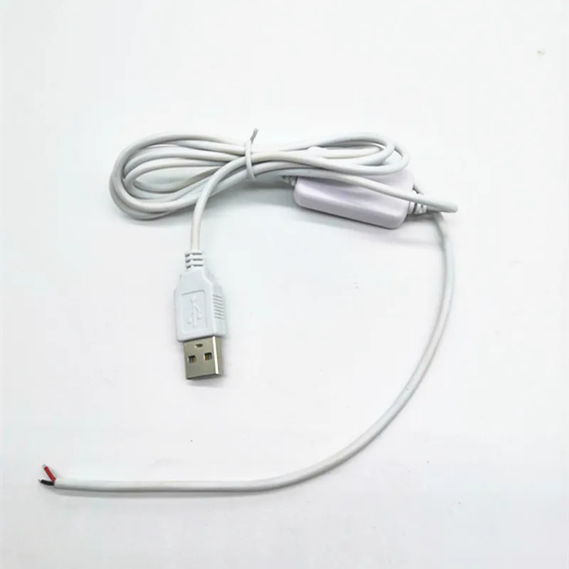 Customize 5V 12V 24V 2 Pin 24awg 2 Core Power ON OFF supply Charging Open Wire USB chage Cable with Switch