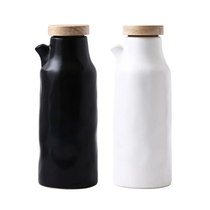 400ML Ceramic Oil Pot Leak-proof Vinegar Pots Porcelain Soy Sauce Pot Olive Dispenser Oil Tank Seasoning Bottle Kitchen Supplies