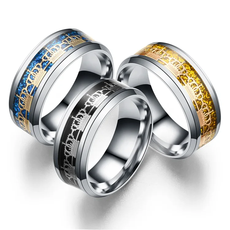 Explosive new fashion personality stainless steel seal glaze crown ring couple ring fashion jewelry TS10075