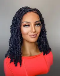 Synthetic Hair Wigs With Baby Hair,New Arrival Black Soft Butterfly Locs Wig,Handmade Lace Front Braided Wigs For Black Women