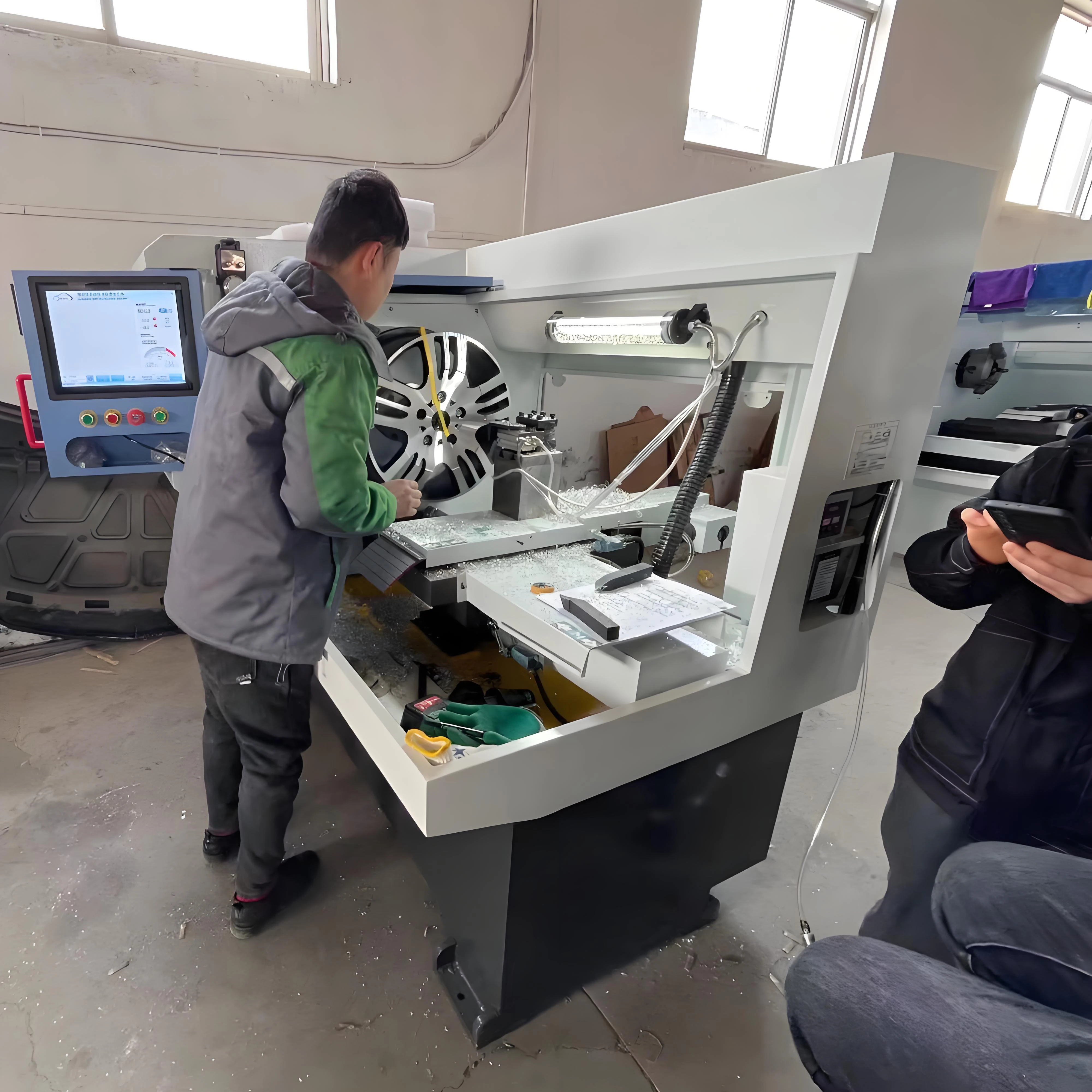 2024 Full-Automatic wheel hub drawing machine SNY hub rim wheel repair cnc lathe machine rim polisher machine with CE