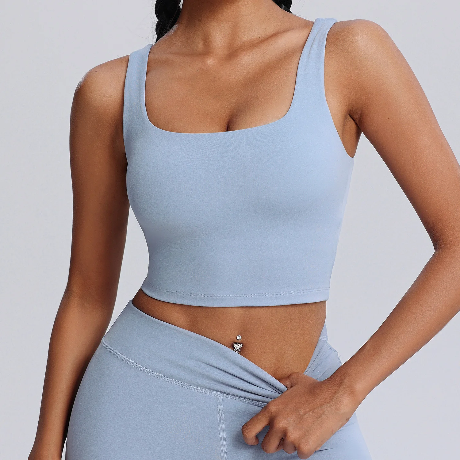 Wholesale Hot Sale Gym Wear Lulu High-end Nude Spandex Fabric Fitness Workout Clothing Active Bras Yoga Top Sports Bra For Women