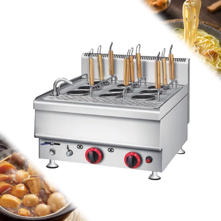 Commercial Fast Heating Table Top 6 Holes Noodle Cooking Warmer Gas Pasta Cooker