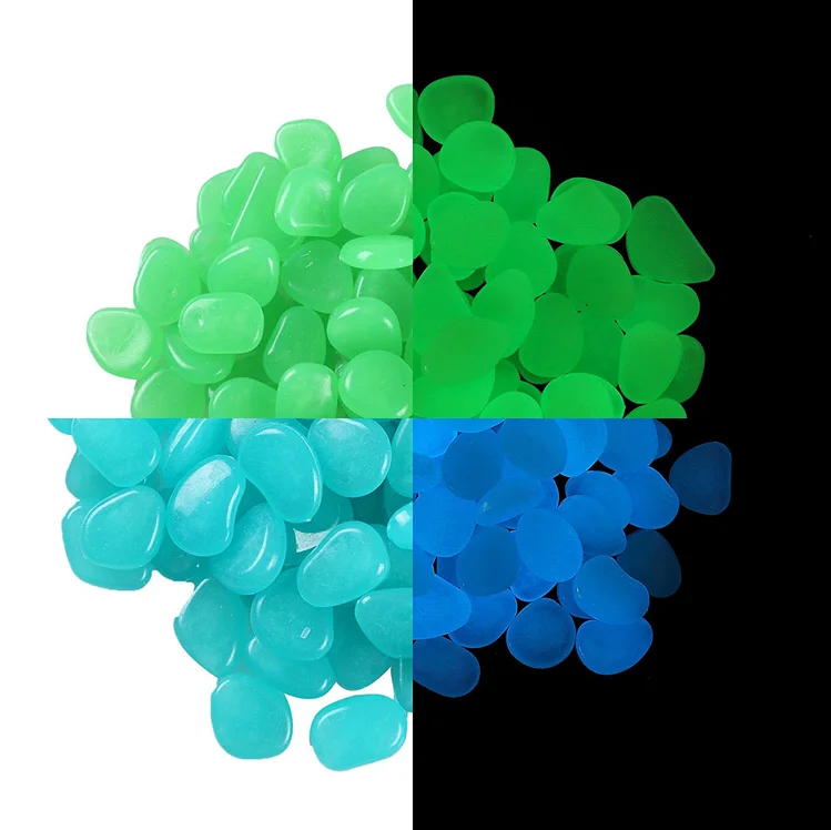 cheap multi-color glow in the dark pebbles super lighting yard landscape bike way path aquarium decor fluorescent stones cobbles