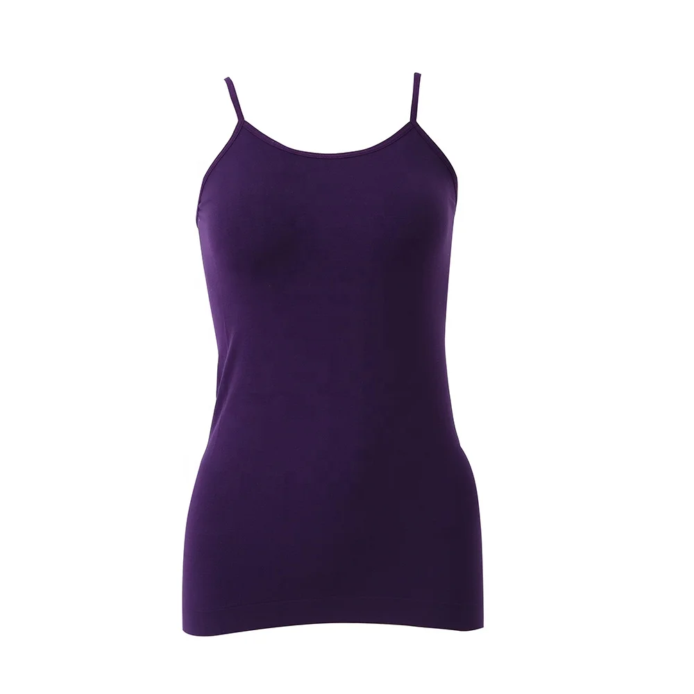 
Wholesale solid color spandex seamless vest tops women sexy girls sleeveless long camisole tops 