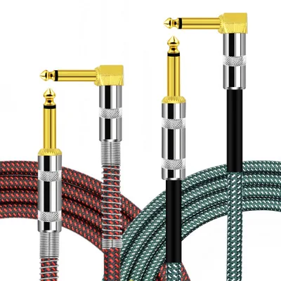 10ft/16ft 6.35mm guitar audio cable  two core speaker guitar gold plated head braided instrument  electric cable