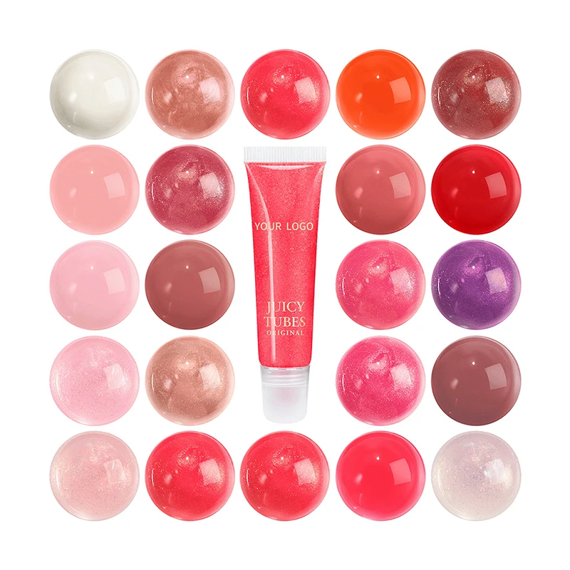 Custom Vegan Vitamin E Ultra High Shine 4-hours Lasting Hydration Glossy Glitter Lip Oil Gloss