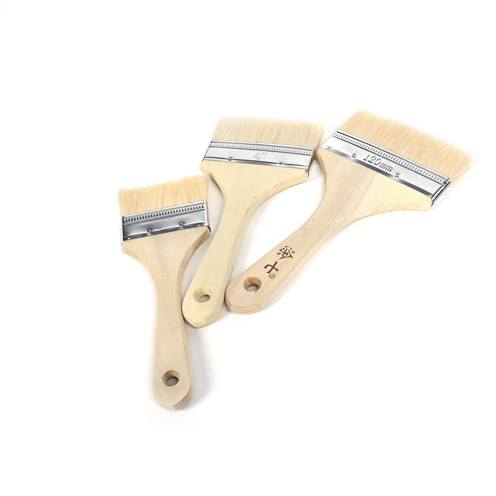 High Quality Brush Art Bristle Brush Wood Handle Mixed Bristle Brushes with Stainless Steel Ferrule