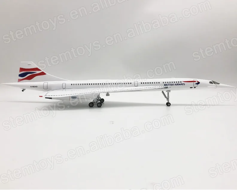 50CM airplane model 1:125 Resin Concorde British LED lights hot selling aircraft model for collection Holiday gift customizable