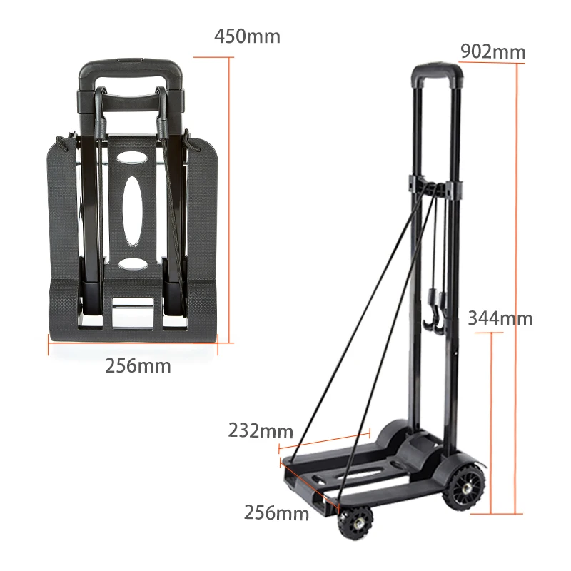 Tianyu 50kg Portable 4-Wheel Personal Luggage Cart Hot Sale Mini Folding Trolley Foldable Hand Truck