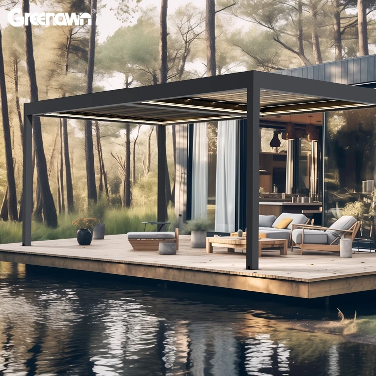 Easy Install Outdoor Waterproof Electric Louver Sun Panel Metal Adjustable Gazebo Bioclimatic Louvered Aluminum Pergola Sunroom