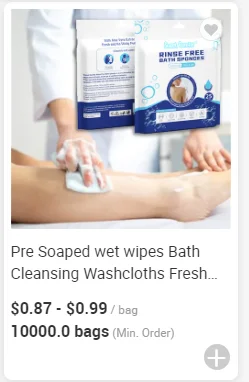 Pre Soaped wet wipes Bath Cleansing Washcloths Fresh Scent No-Rinse Bathing Wipes OEM